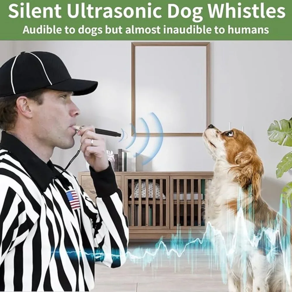 (2-PACK) CANINE TRAINING WHISTLES ULTRASONIC SOUND ADJUSTABLE PITCH CONTROL